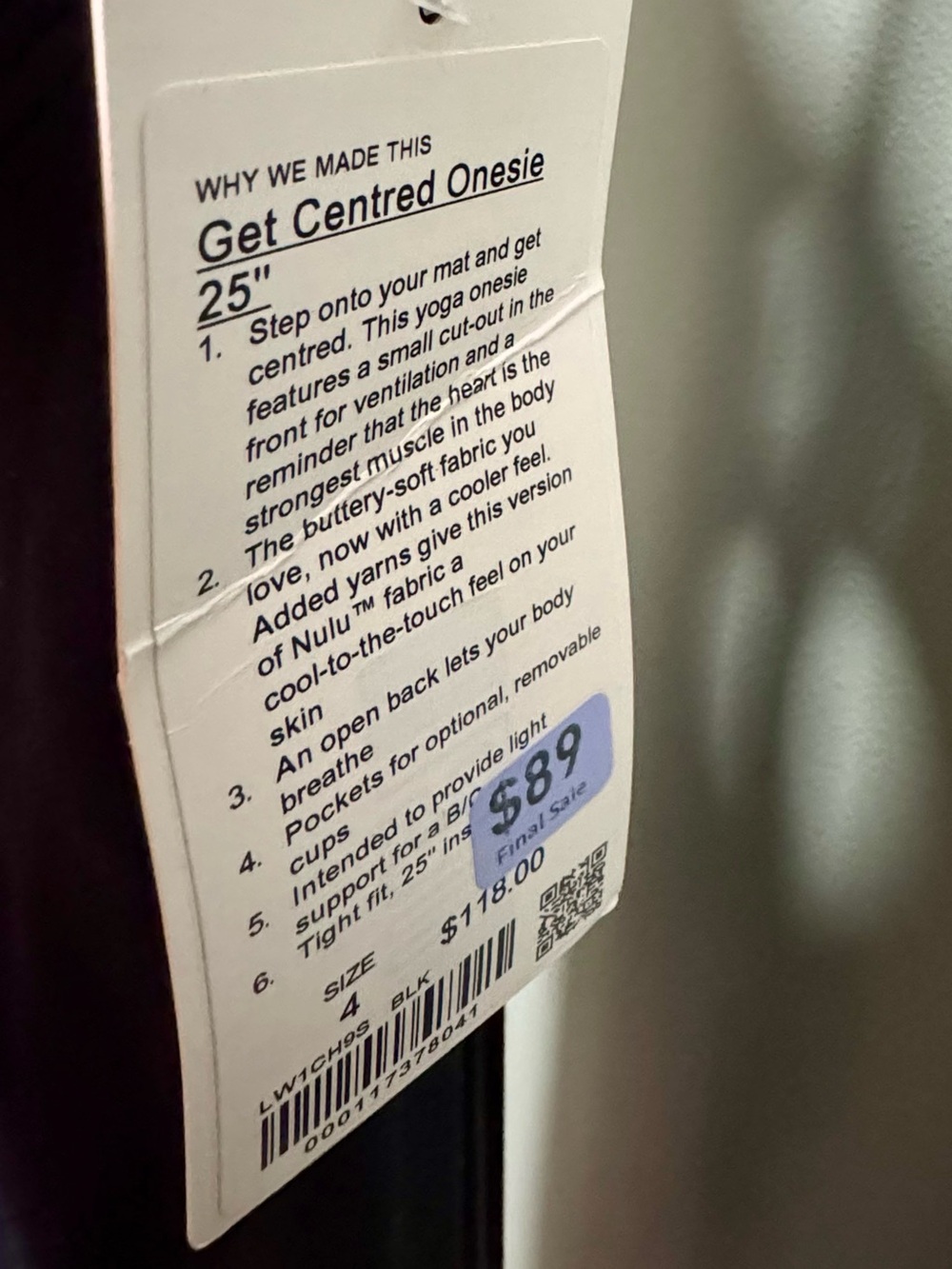 NWT 🎉 Lululemon Get Centered Onesie 25” - Picture 7 of 7